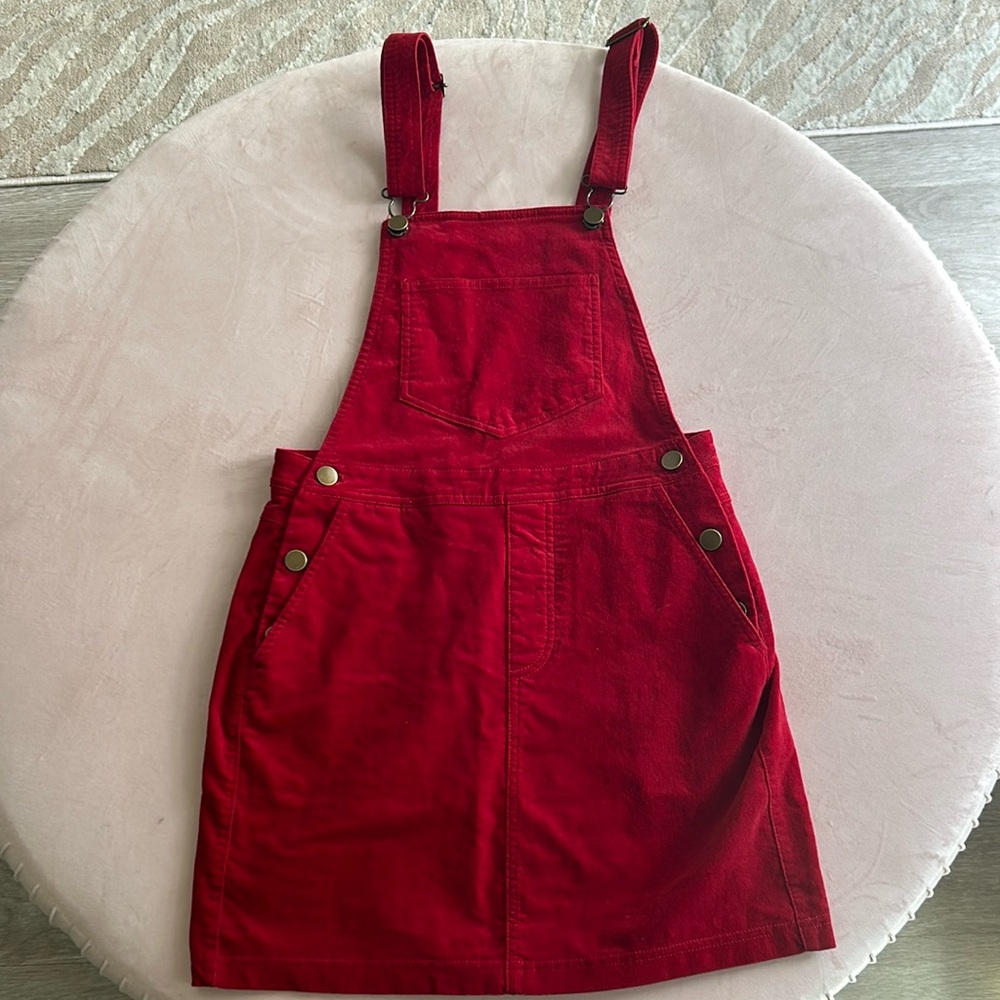 Red Forever 21 Corduroy Over All Dress Size Small